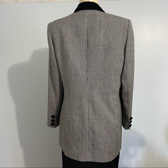 Vintage Lord & Taylor Wool Oversized Houndstooth Velvet Blazer Womens Size 6 - Picture 8 of 10